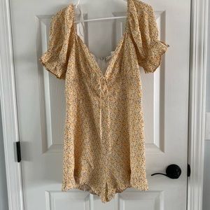 Altar’d State Yellow Floral Romper Dress Size Medium